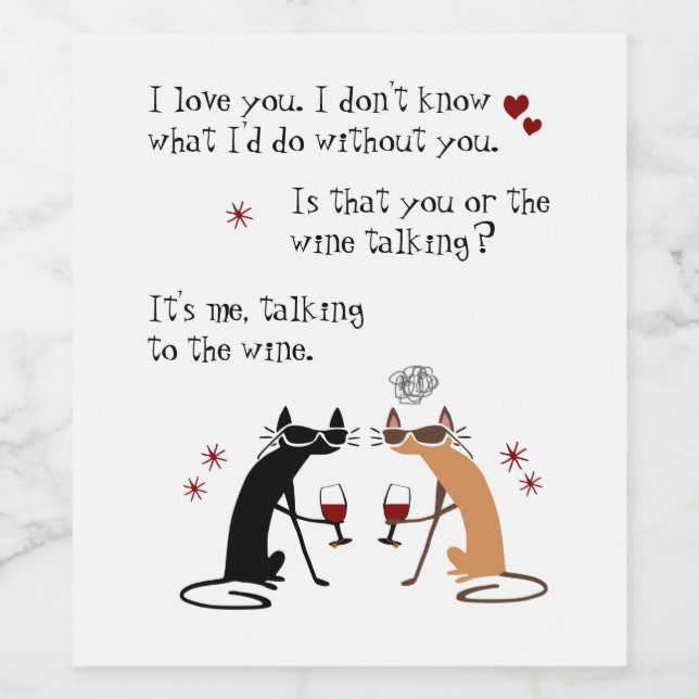 Talking to the Wine Funny Cat Wine Label (Single Label)