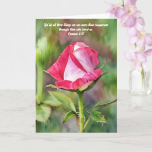 Tall and Pink Rose Bible Verse Art Note Card