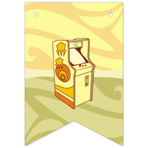 Tall arcade game console bunting flags