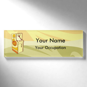 Tall arcade game console Name Tag
