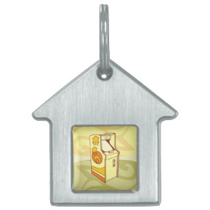 Tall arcade game console pet name tag