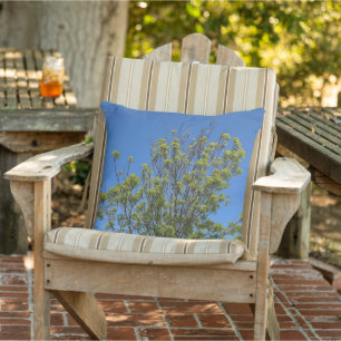 Tall Ash Tree In The Beautiful Blue Sky Photo Outdoor Pillow