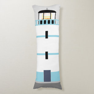 Tall Blue and White Stripey Lighthouse Body Pillow