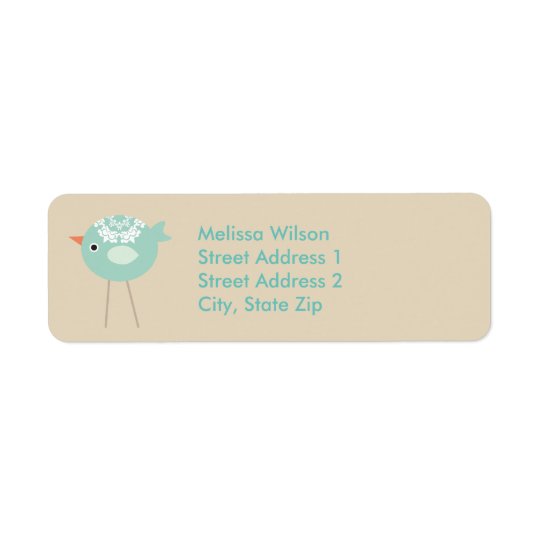 Tall Blue Bird Tan Return Address Labels