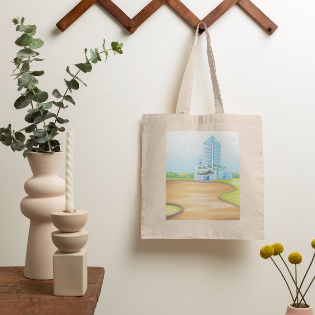 Tall Blue City Building Tote Bag (Creator Uploaded)