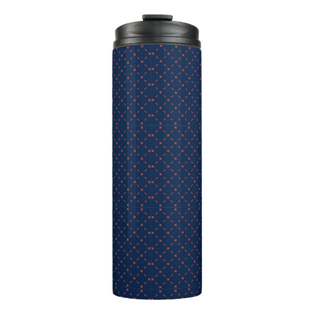 Tall blue travel mug with a black lid (Front)