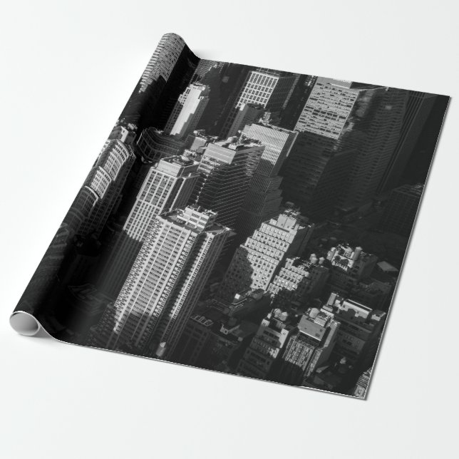 Tall buildings and skyscrapers with shadows wrapping paper (Unrolled)