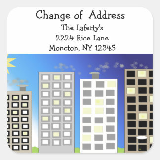 Tall Buildings Change of Address Square Sticker