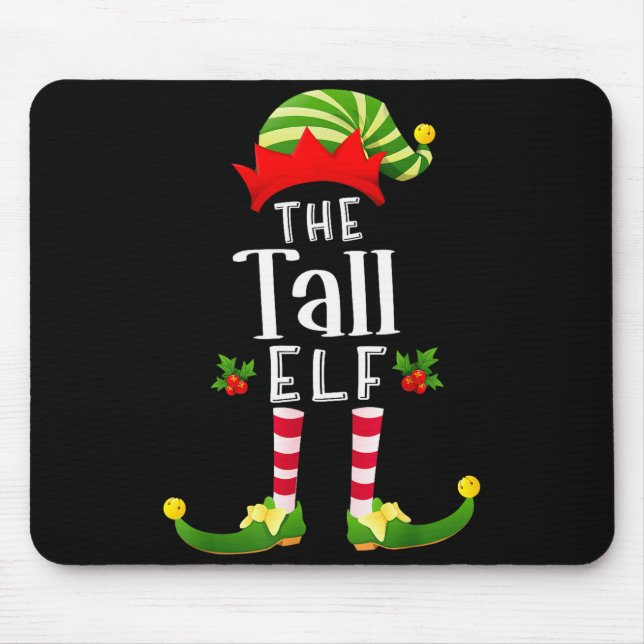 Tall Christmas Elf Matching Pajama X-mas Party  Mouse Pad (Front)