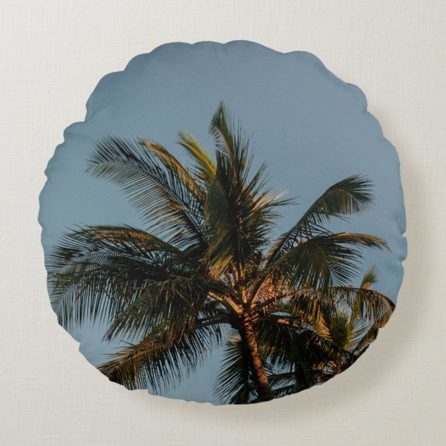 Tall coconut tree round pillow (Front)