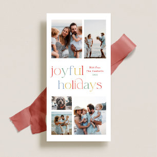 Tall Colourful Holiday Joyful Typography Photo Car Card