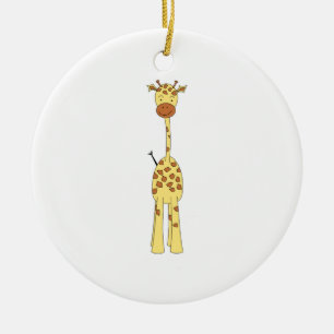 Tall Cute Giraffe. Cartoon Animal. Ceramic Ornament