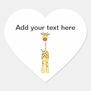 Tall Cute Giraffe. Cartoon Animal. Heart Sticker