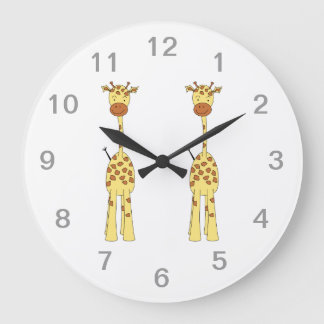 Tall Cute Giraffe. Cartoon Animal. Large Clock