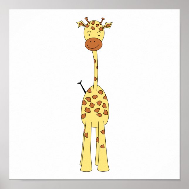Tall Cute Giraffe. Cartoon Animal. Poster (Front)