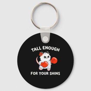 Tall enough for your shins funny boxing cat keychain