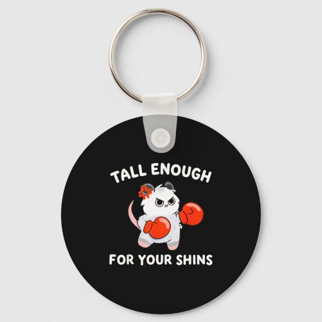 Tall enough for your shins funny boxing cat  keychain (Front)