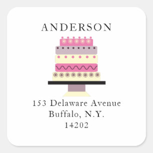 Tall Fancy Cake Retro Return Address Label