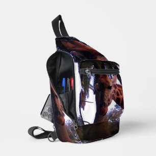 Tall Giraffe Tales Under The Palm Tree, Sling Bag
