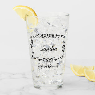 Tall Glass Birthday Gift Personalize Name Text