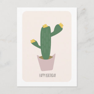 Tall Green and Yellow Desert Cactus Birthday Card