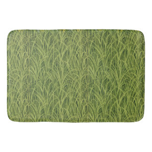 Tall Green Grass Pattern Botanical Bath Mat