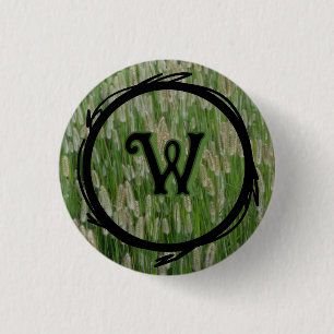 Tall Green Grasses Seeds 1 Inch Round Button