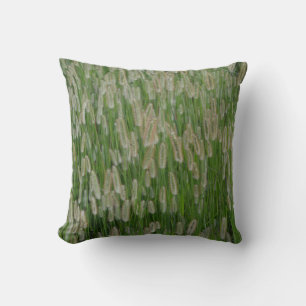 Tall Green Grasses Seeds Throw Pillow