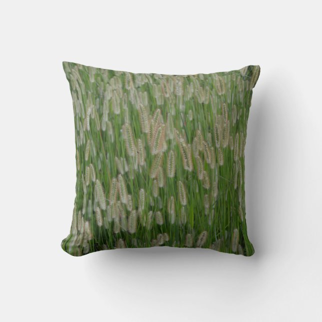 Tall Green Grasses Seeds Throw Pillow (Front)