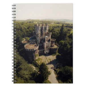Tall Grey Stone Castle in Green Overgrown Woods Notebook