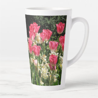 Tall Latte Mug Pink Tulips