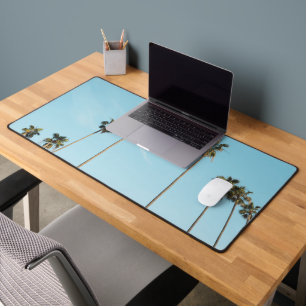 Tall Palm Trees Light Blue Sky Desk Mat