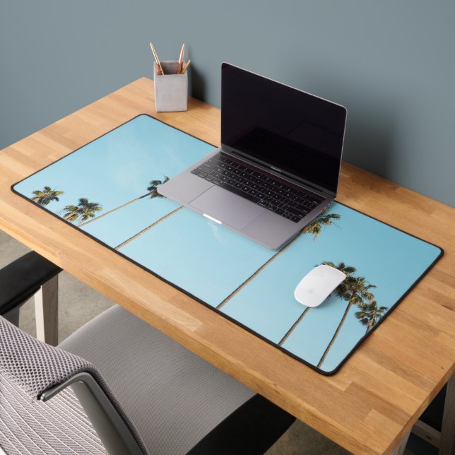 Tall Palm Trees Light Blue Sky Desk Mat (Office 2)