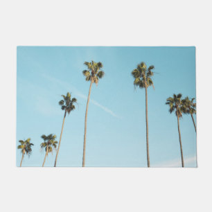 Tall Palm Trees Light Blue Sky Doormat