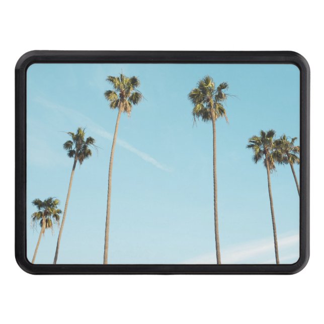 Tall Palm Trees Light Blue Sky Trailer Hitch Cover (Front)