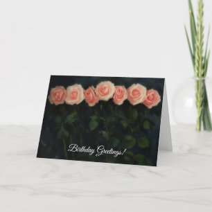 Tall Peachy Rose Roses Art Carte Anniversaire