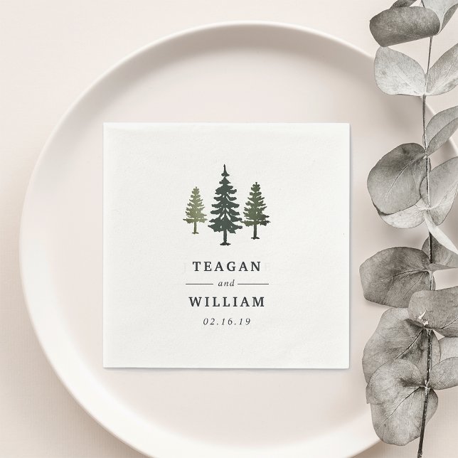 Tall Pines | Personalized Wedding Napkin (Creator Uploaded)