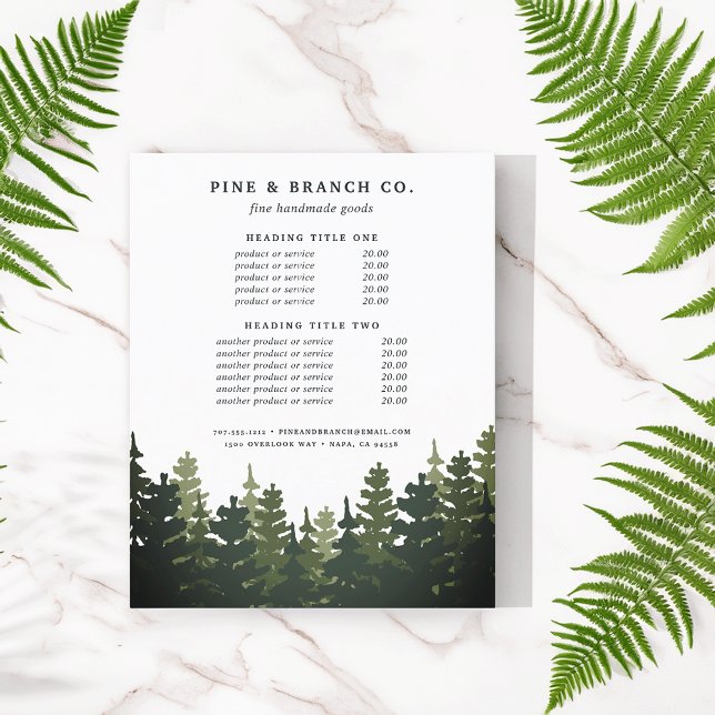 Tall Pines Pricing & Services Flyer (Creator Uploaded)