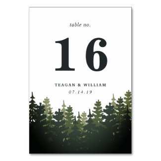 Tall Pines Table Number Card