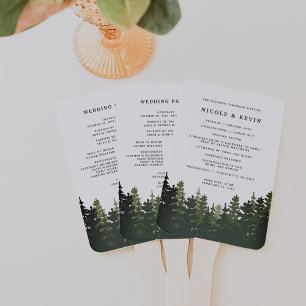 Tall Pines Wedding Program Hand Fan