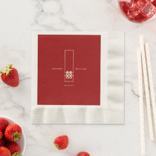 Tall Rectangle Double Happiness Chinese Wedding Napkin