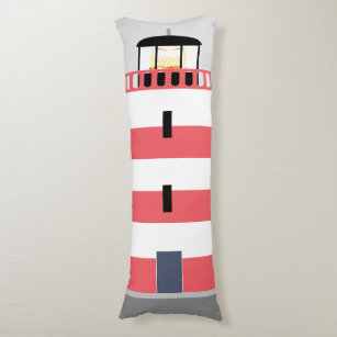 Tall Red and White Lighthouse Body Pillow