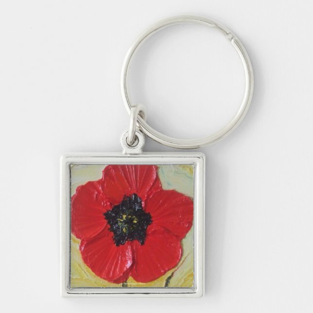 Tall Red Poppy II Keychain (Front)