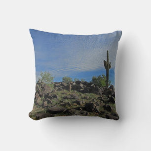 Tall Saguaro Cactus Desert Landscape Photograph Throw Pillow
