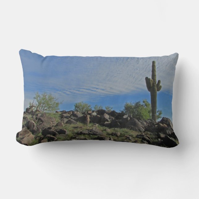 Tall Saguaro Cactus Desert Landscape Southwest Lumbar Pillow (Front)
