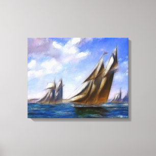 Tall Sail Ships at Sea Wrapped Canvas