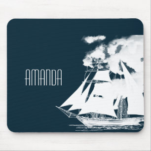 Tall Ship & Clouds Nautical Mouse Pad