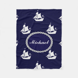 Tall Ship Nautical Personalized Fleece Blanket