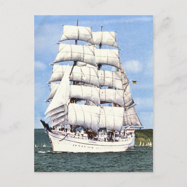 Tall ship, square rigger, postcard (Front)
