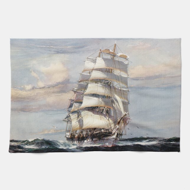 Tall Ship Thessalus Kitchen Towel (Horizontal)
